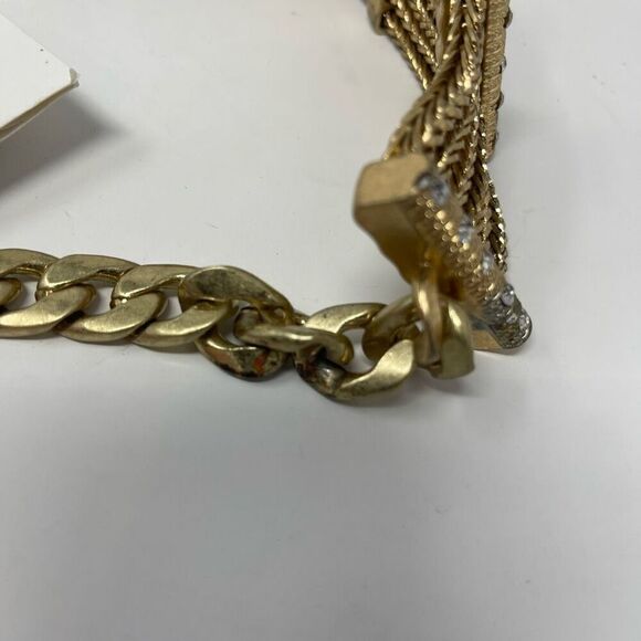 ZARA ~ Weaved Chain Link & Rhinestone Belt In Gold Plate ~ Size 32 - Picture 2 of 7